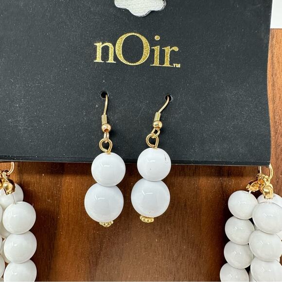 NOIR JEWELRY Three Strand Necklace & Earring Set NEW - Picture 2 of 5